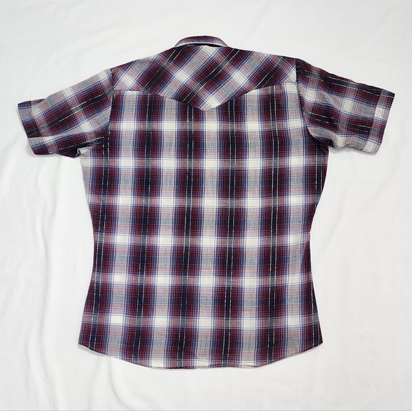 Ely Plains Vtg Western Coyboy Plaid Pearl Snap Closure Fitted XL Korean - Picture 4 of 12